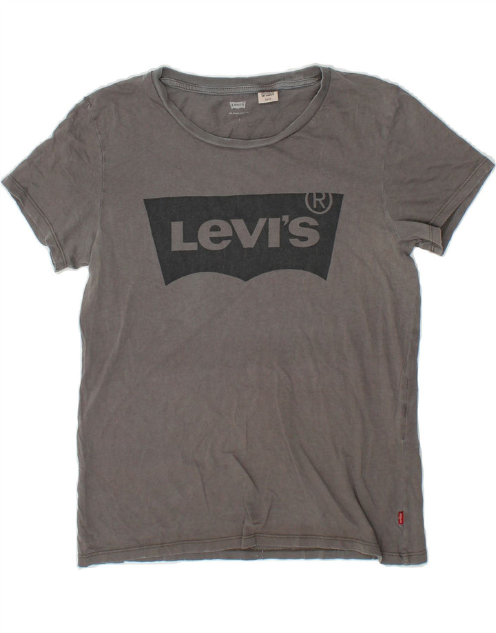 LEVI'S Womens Graphic T-Shirt Top UK 10 Small Grey Vintage Levi's and Second-Hand Levi's from Messina Hembry 