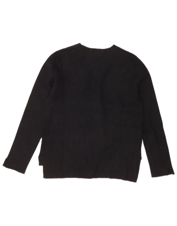 Zara Womens V-Neck Jumper Sweater UK 10 Small Black Viscose