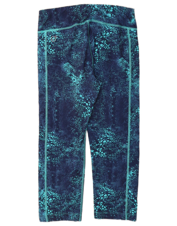 PUMA Womens Abstract Pattern Capri Leggings UK 12 Medium Blue Polyester