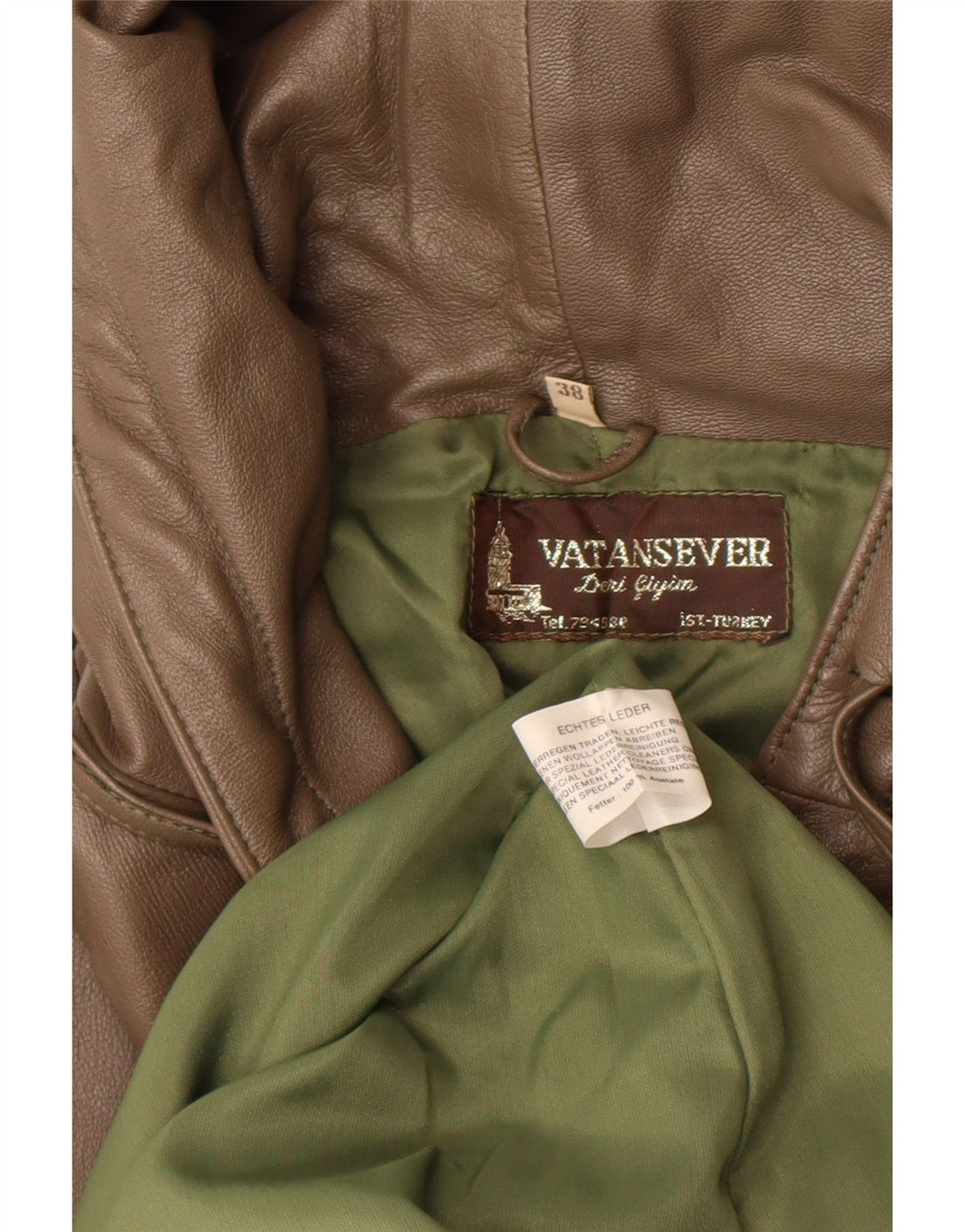 Vintage Womens Hooded Leather Coat EU 38 Medium Brown Leather