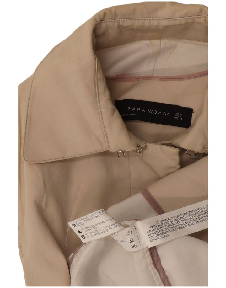 Zara Womens Trench Coat UK 12 Medium Beige Cotton