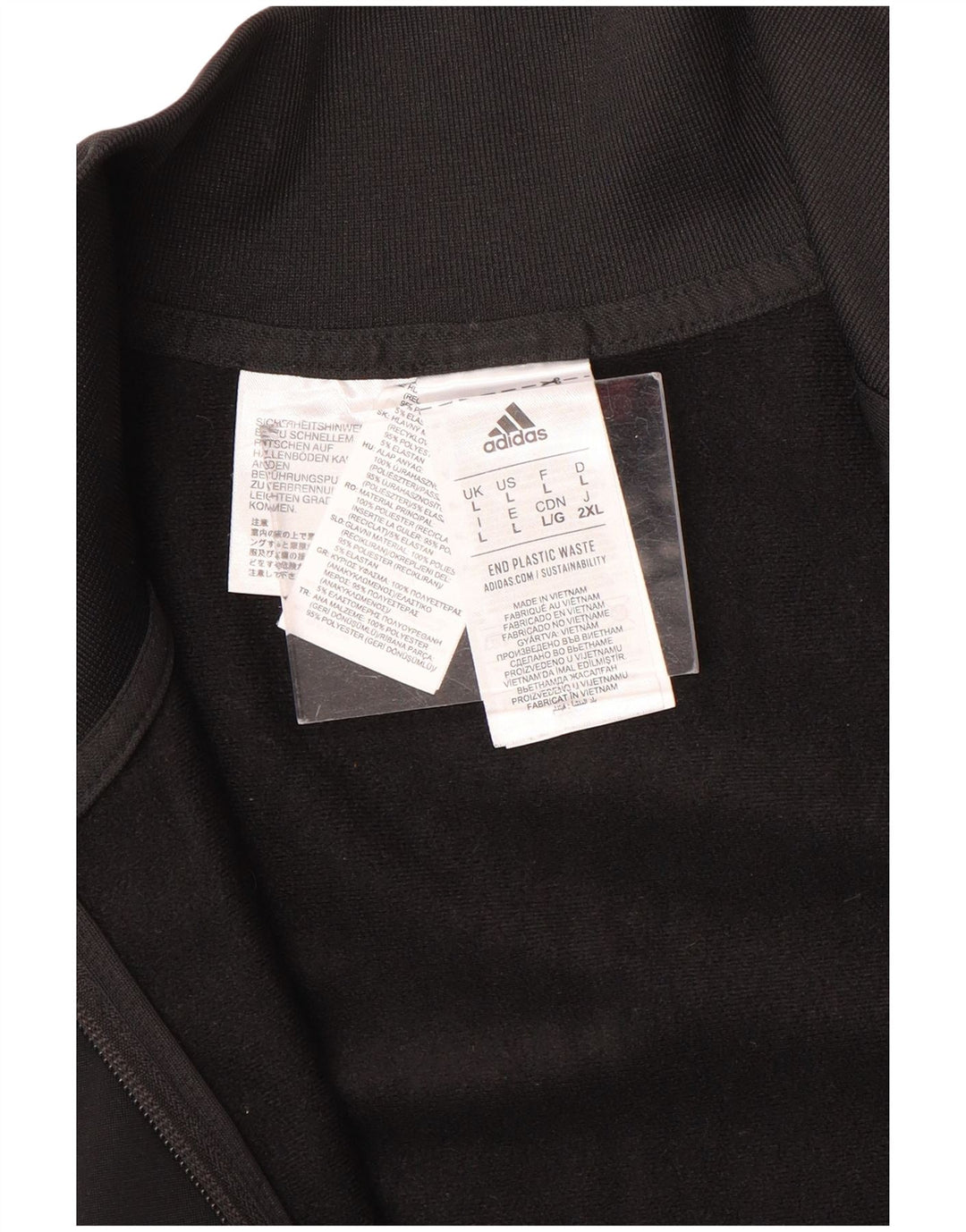 Adidas Mens Tracksuit Top Jacket Large Black Polyester Sports