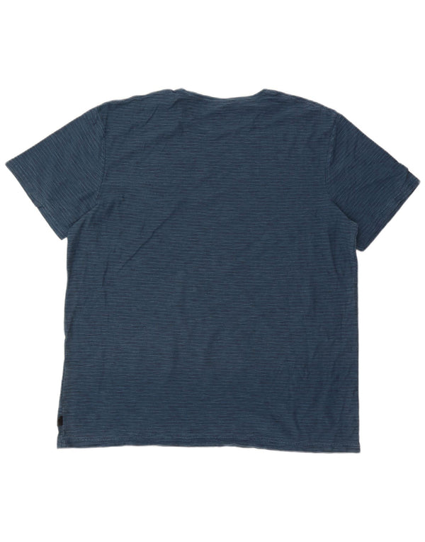 Quiksilver Mens Modern Fit T-Shirt Top 2XL Blue Pinstripe Cotton