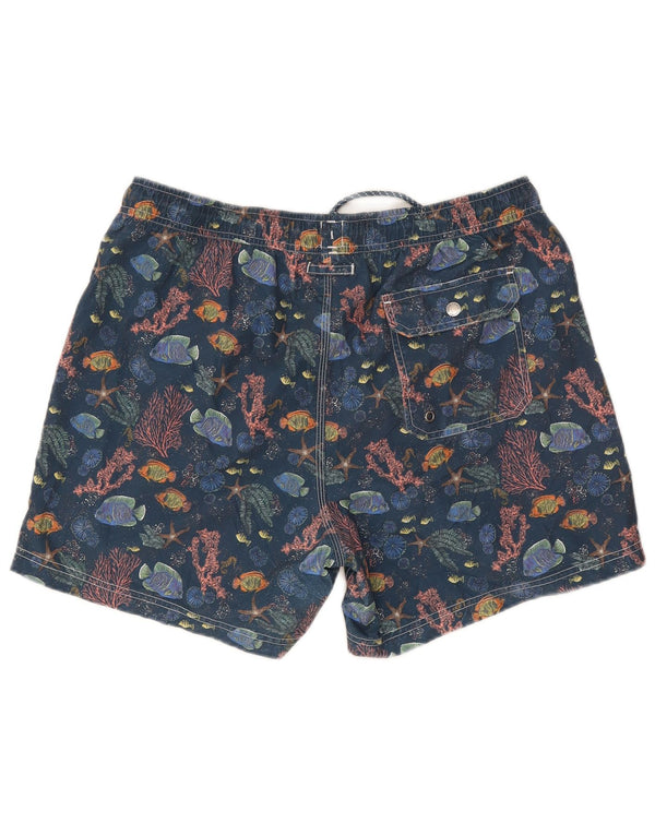 John Lewis Mens Abstract Pattern Swimming Shorts Large Navy Blue Polyester