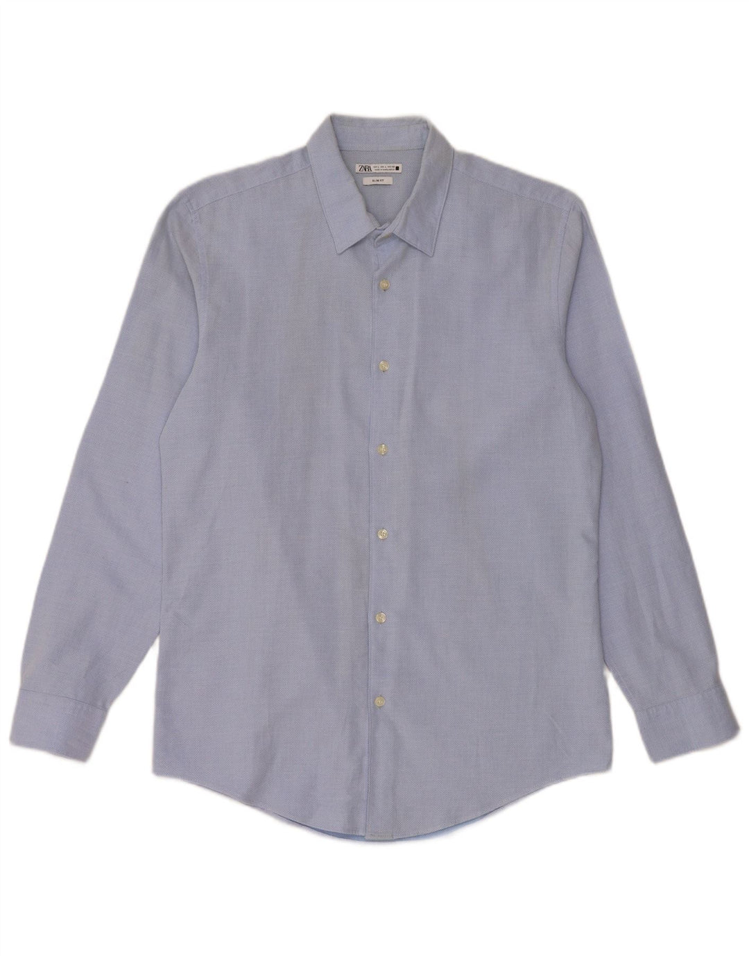 ZARA Mens Slim Fit Shirt Large Blue Cotton