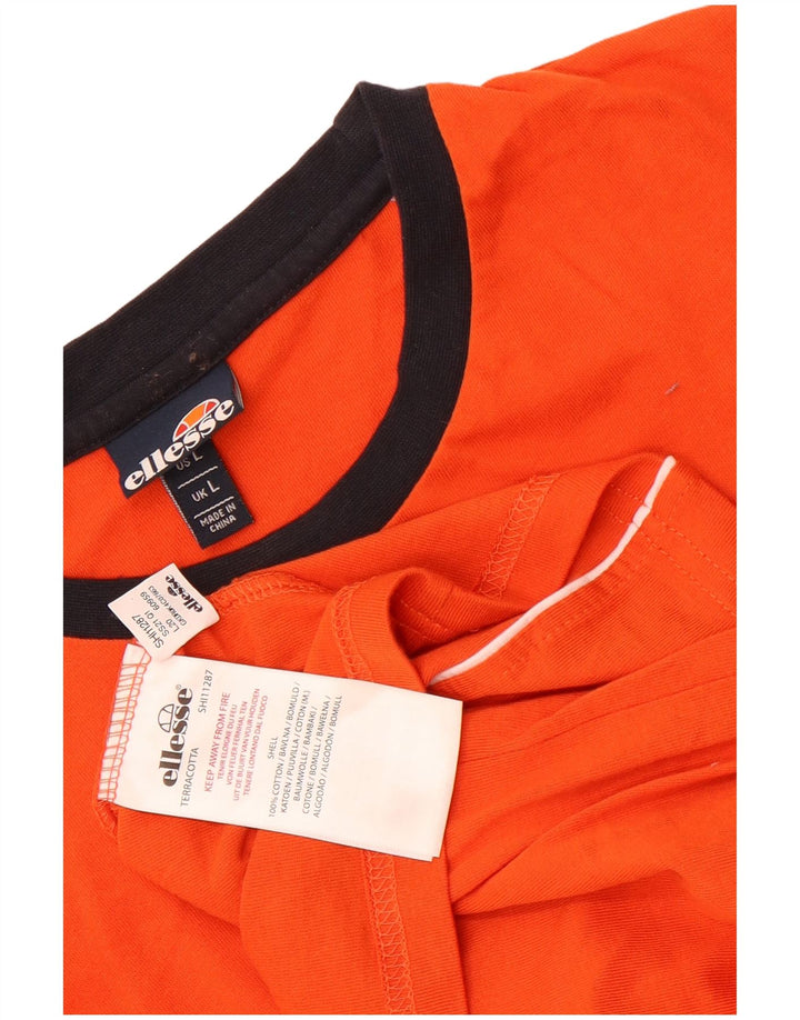 Ellesse Mens T-Shirt Top Large Orange Cotton