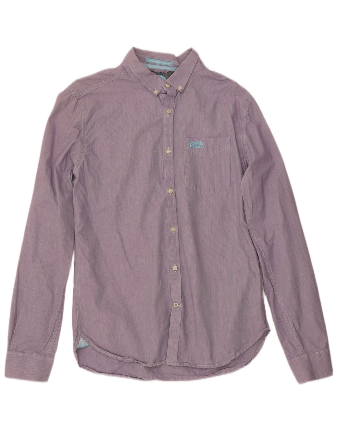 SUPERDRY Mens Shirt Large Purple Pinstripe Cotton