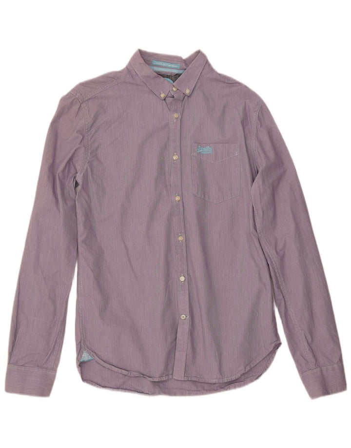 SUPERDRY Mens Shirt Large Purple Pinstripe Cotton