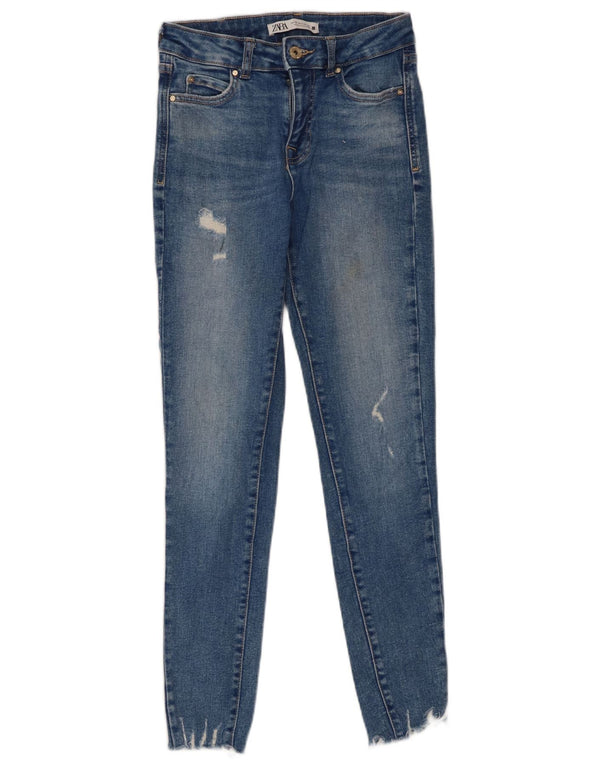 Zara Womens Distressed Skinny Jeans EU 36 XS W26 L27 Blue