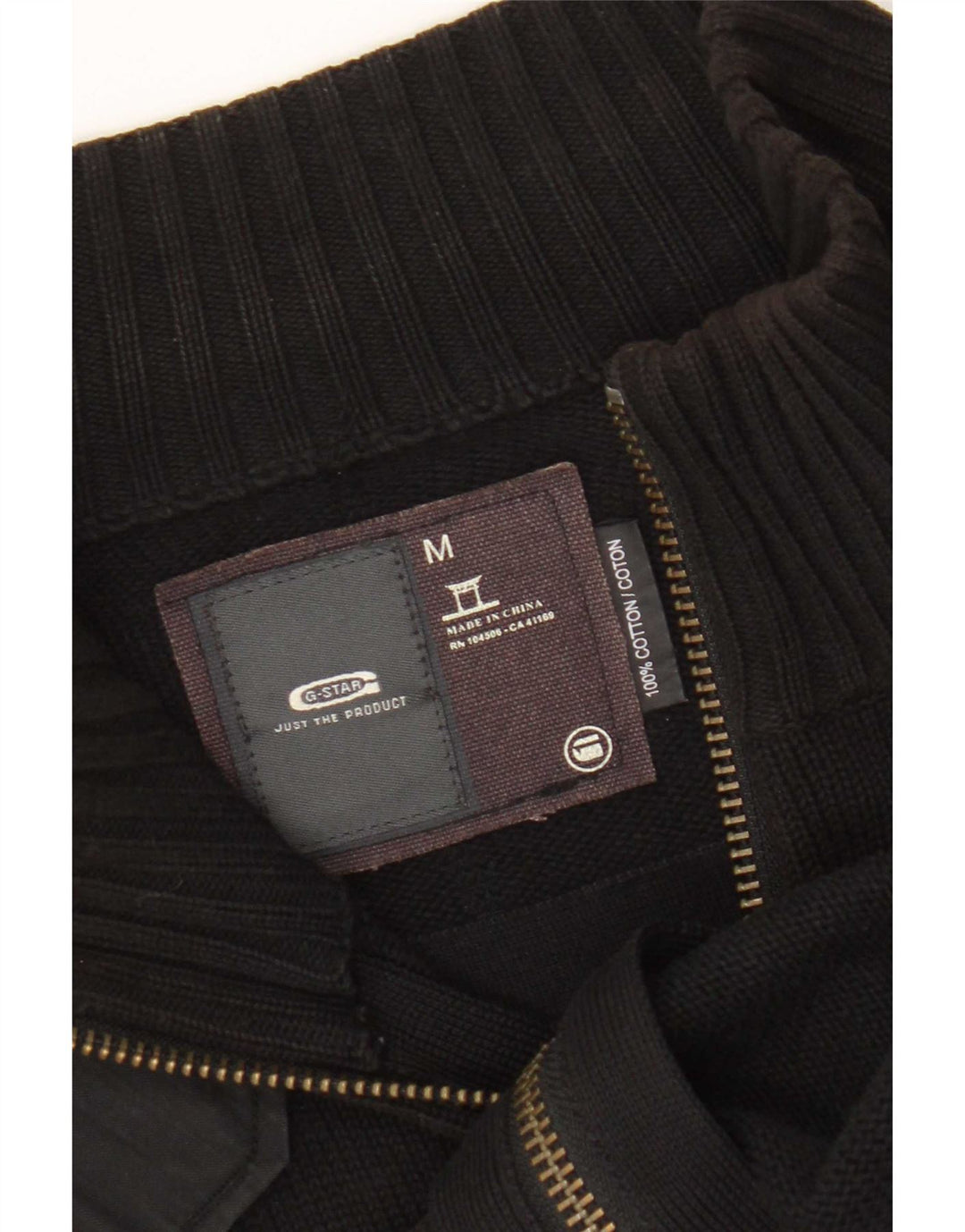 G-Star Mens Full Zip Cardigan Sweater Medium Black Cotton