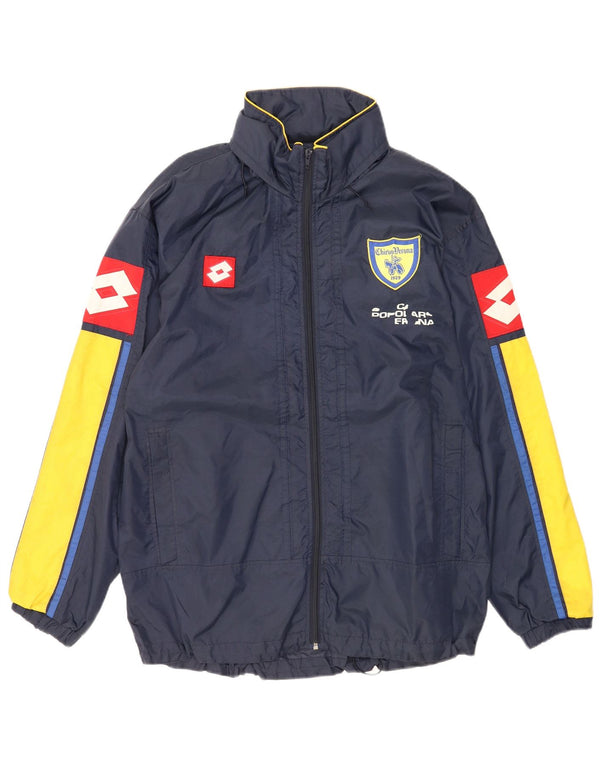 Lotto Mens Graphic Rain Jacket UK 40 Large Navy Blue Colourblock Nylon