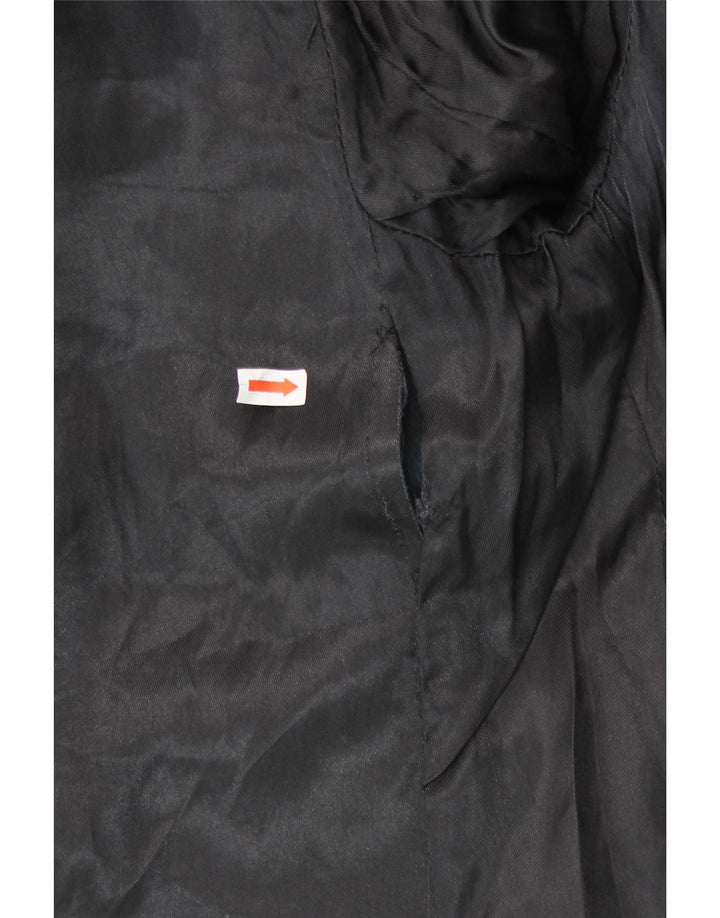 VINTAGE Womens Double Breasted Leather Coat UK 14 Medium Black