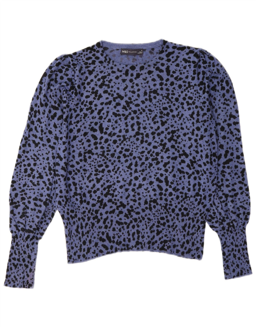 Marks & Spencer Womens Boat Neck Jumper Sweater UK 12 Medium Blue