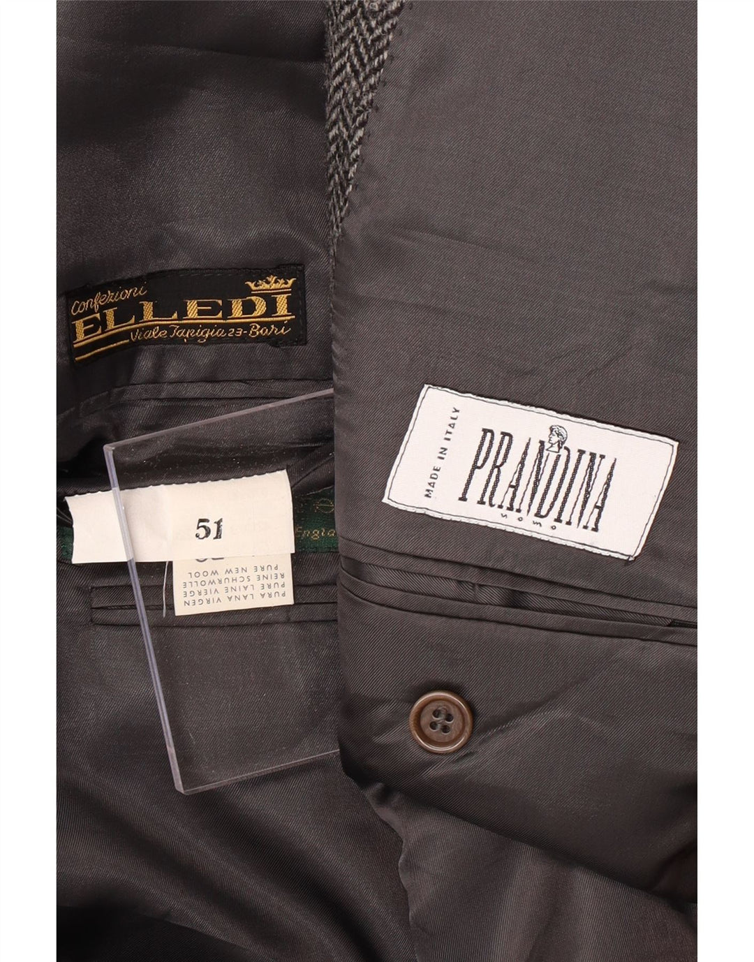 PRANDINA Mens 3 Button Blazer Jacket IT 51 Large Grey Herringbone