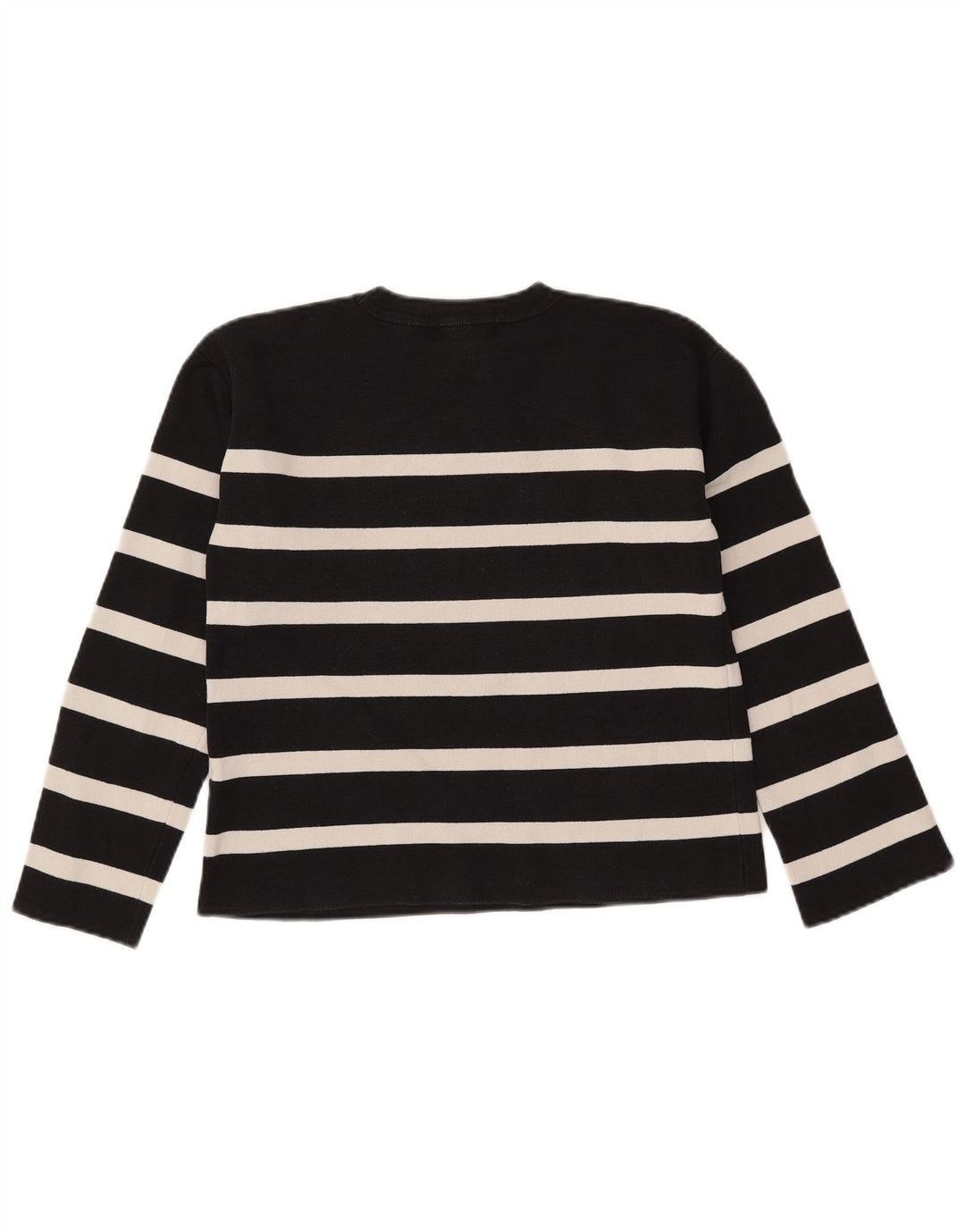 Marks & Spencer Womens Crew Neck Jumper Sweater UK 12 Medium Black Striped
