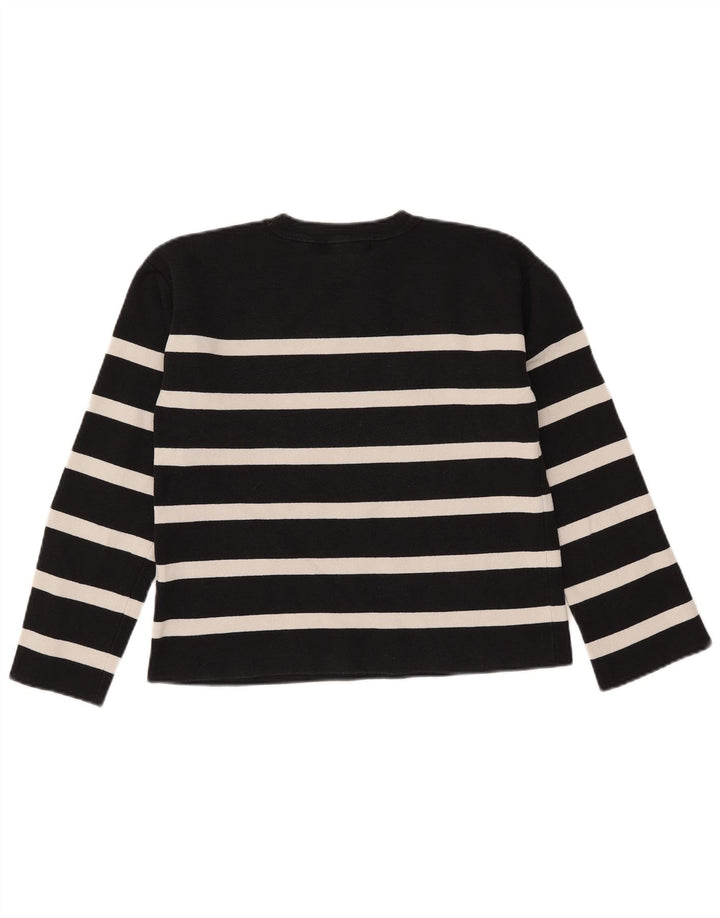 Marks & Spencer Womens Crew Neck Jumper Sweater UK 12 Medium Black Striped