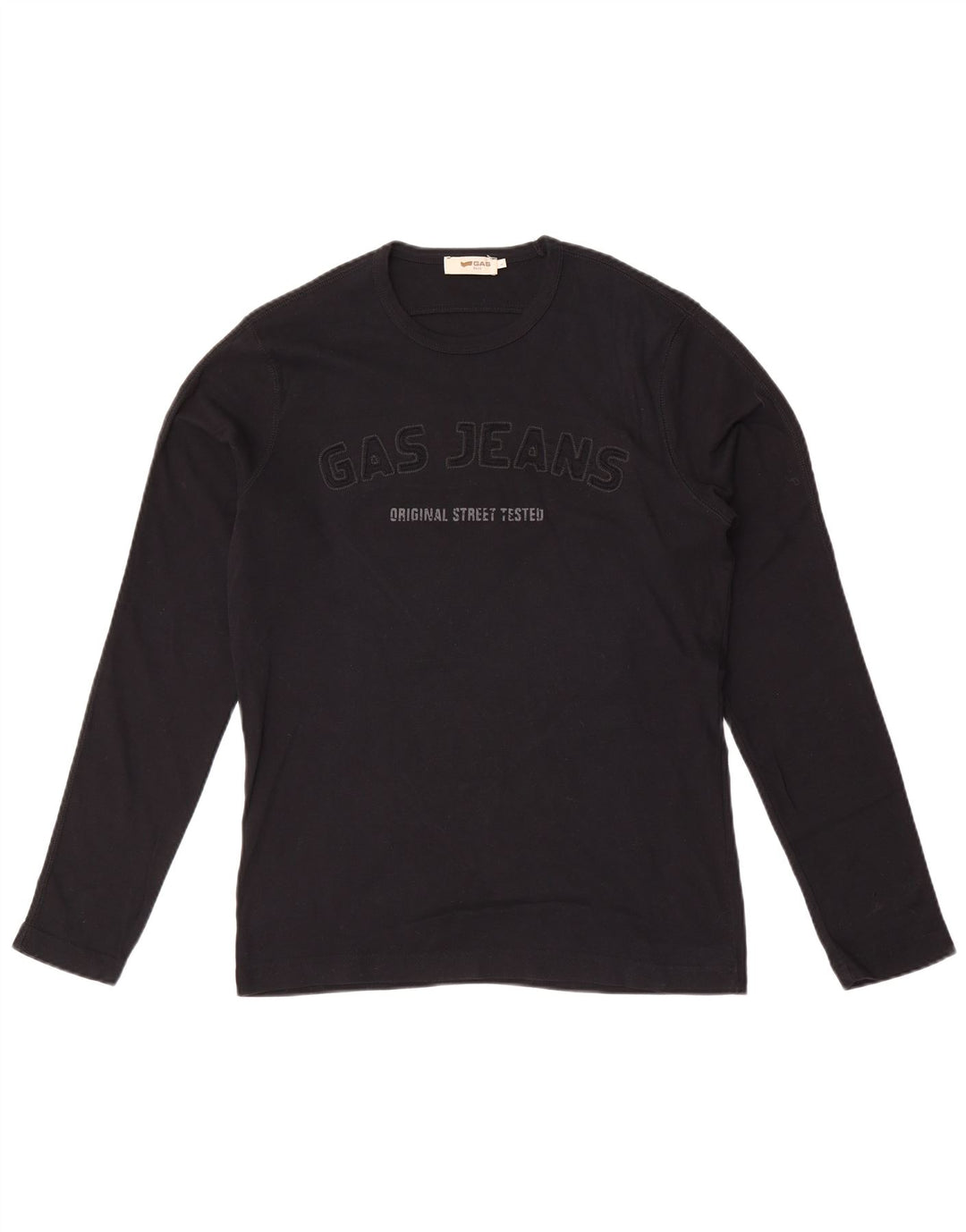 Gas Mens Graphic Top Long Sleeve Large Black Cotton