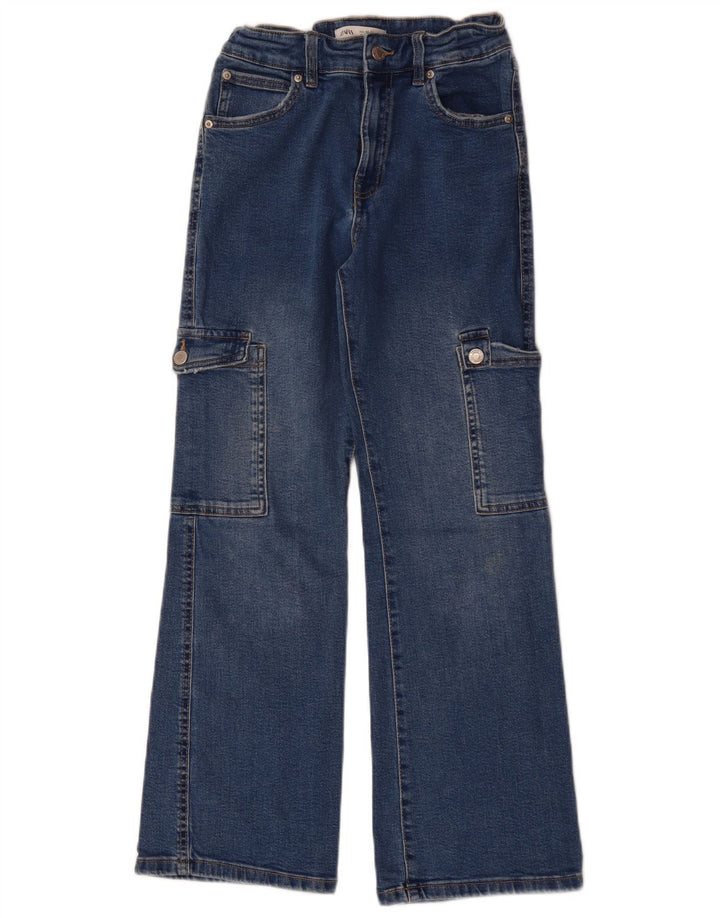 ZARA Boys High Waist Wide Leg Jeans 13-14 Years W26 L28 Blue Cotton