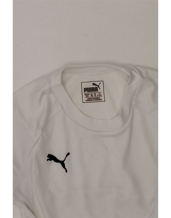 PUMA Boys T-Shirt Top 9-10 Years White Vintage Puma and Second-Hand Puma from Messina Hembry 