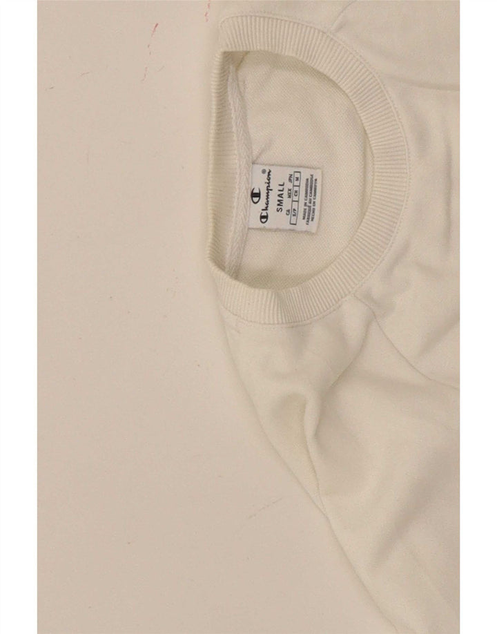 Champion Womens Oversized Crop Graphic Top Long Sleeve UK 10 Small White