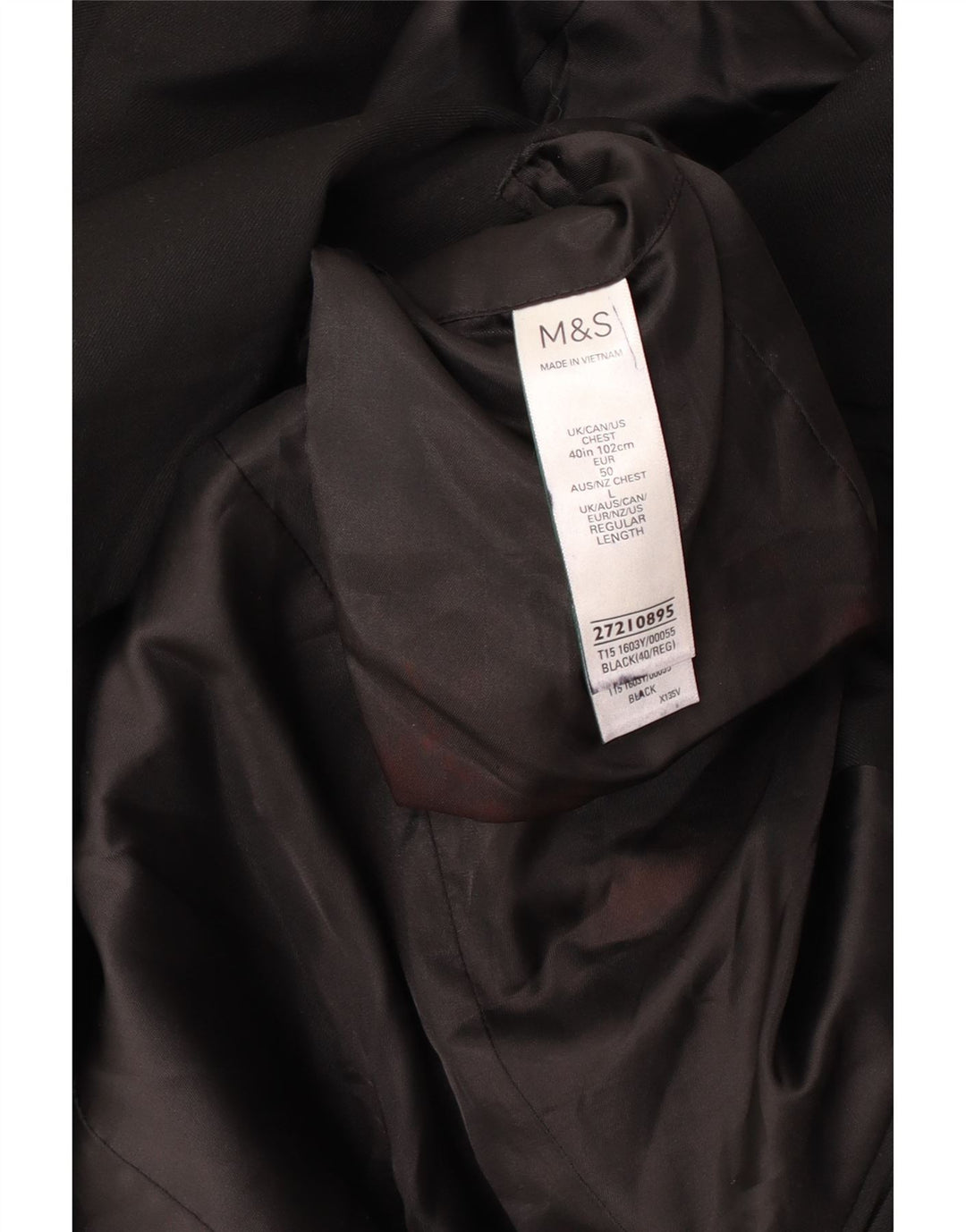 MARKS & SPENCER Mens 2 Button Blazer Jacket UK 40 Medium Black Polyester