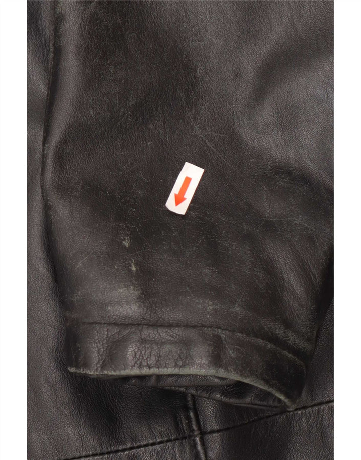 Kiros Womens Hooded Oversized Leather Coat IT 48 XL Black