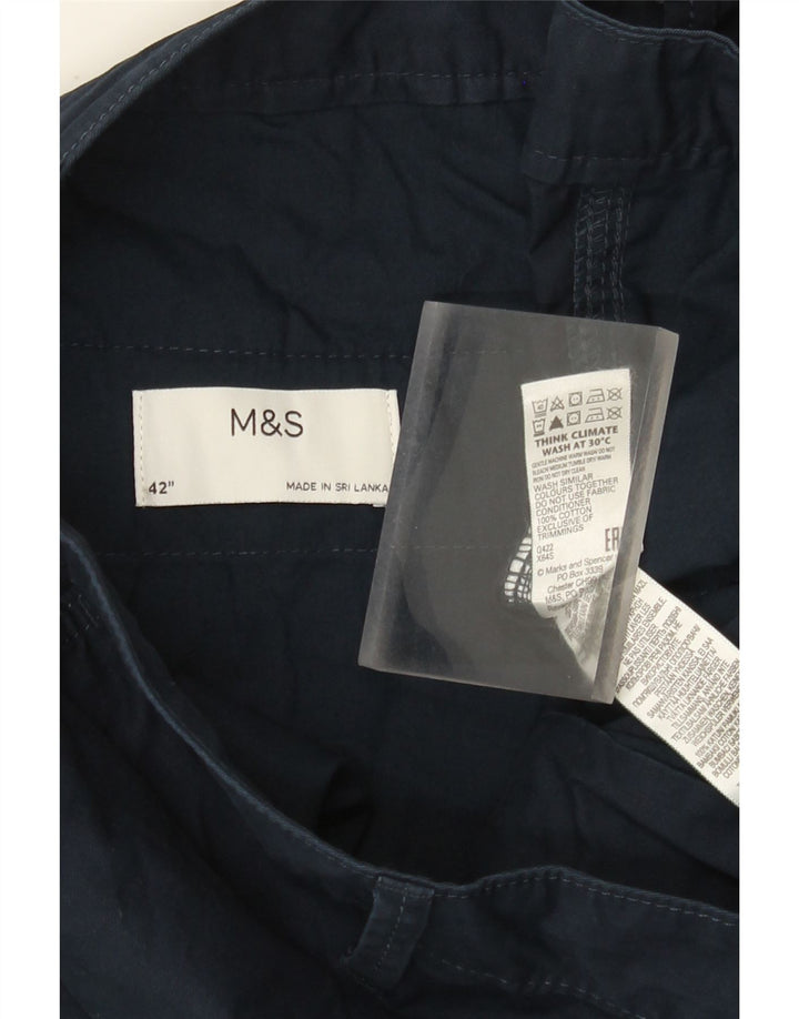 Marks & Spencer Mens Cargo Shorts W42 2XL Navy Blue Cotton