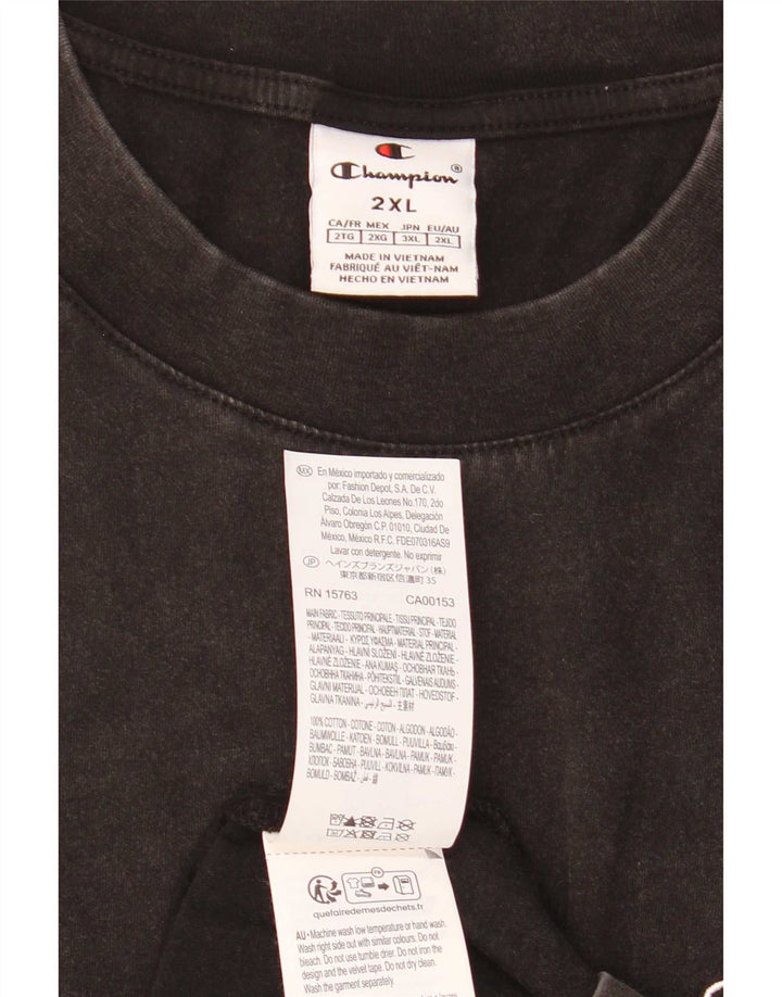 Champion Mens T-Shirt Top 2XL Black Cotton