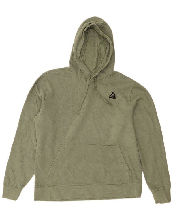 Reebok Mens Hoodie Jumper Medium Green Cotton