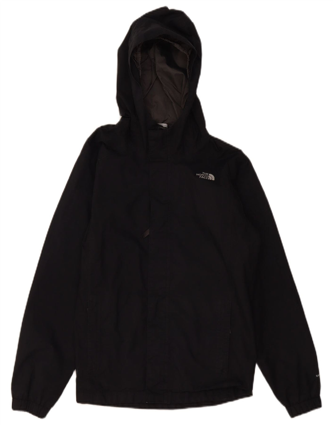 The North Face Boys Hooded Rain Jacket 11-12 Years Large Black Polyester