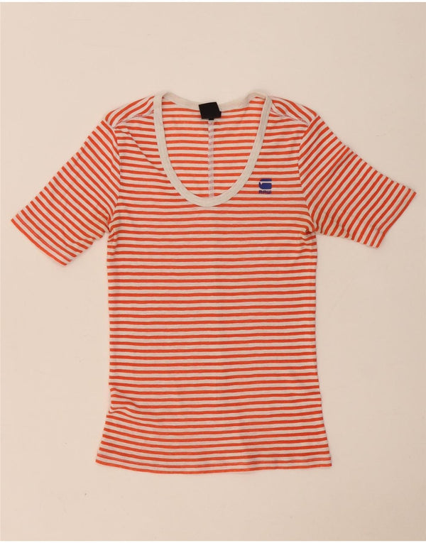 G-Star Womens T-Shirt Top UK 4 XS Red Striped