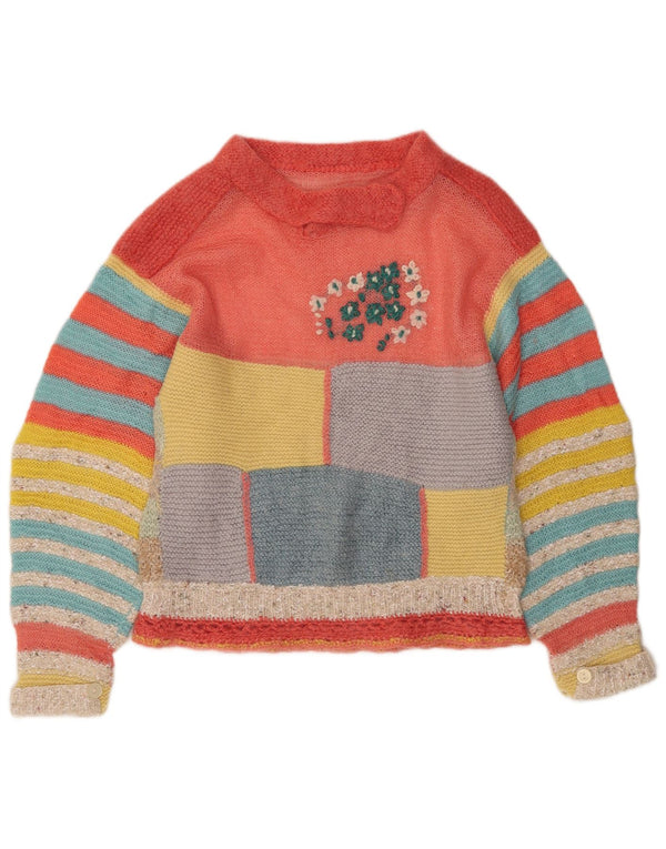 VINTAGE Womens Boat Neck Jumper Sweater UK 14 Medium Multicoloured