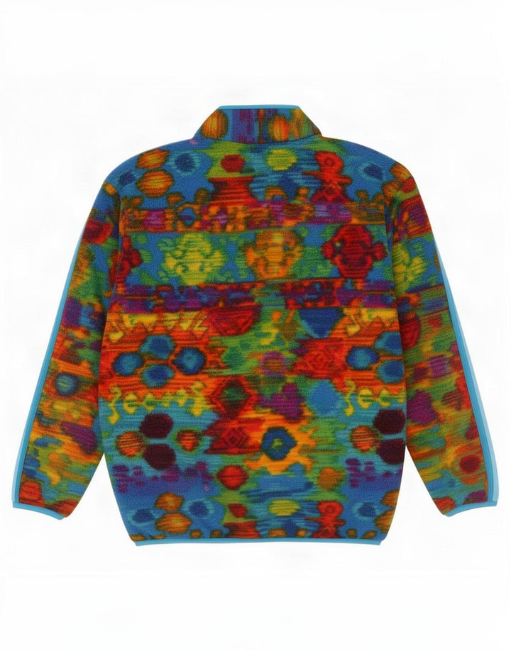 Vintage Womens Graphic Zip Neck Fleece Jumper EU 40 Medium Multicoloured