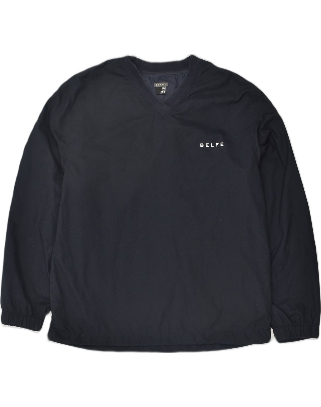 BELFE Womens Pullover Tracksuit Top Jacket UK 16 Large Navy Blue Polyamide | Vintage Belfe | Thrift | Second-Hand Belfe | Used Clothing | Messina Hembry 