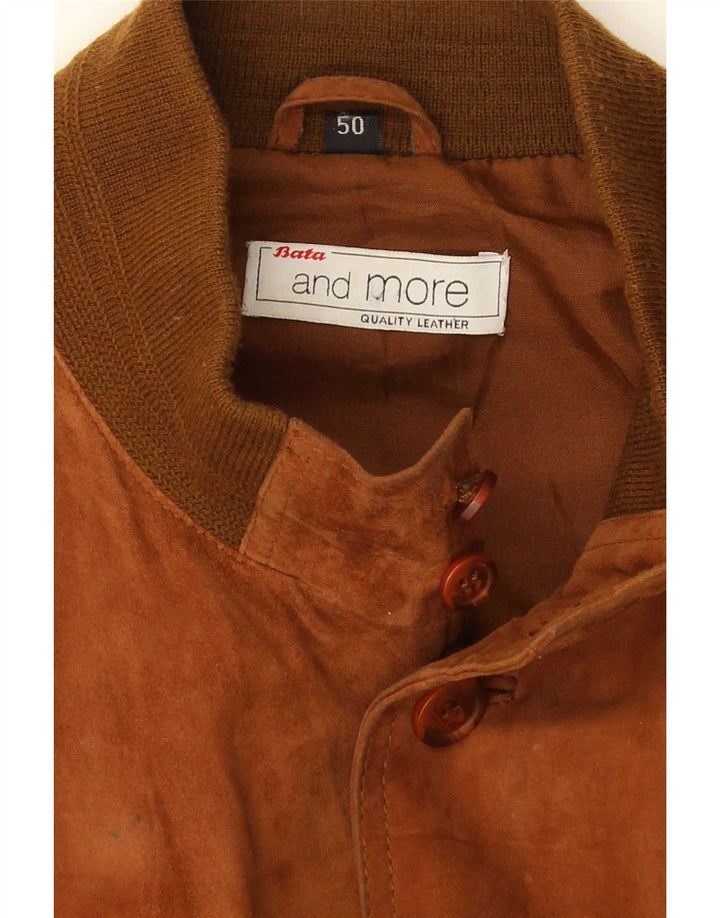 Bata and More Mens Suede Bomber Jacket IT 50 Large Brown Leather