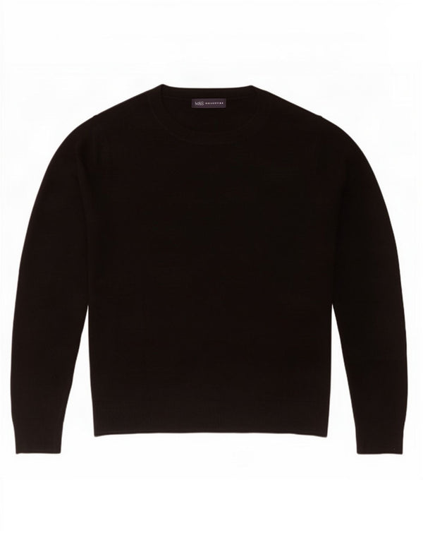 Marks & Spencer Womens Crew Neck Jumper Sweater UK 16 Large Black Acrylic