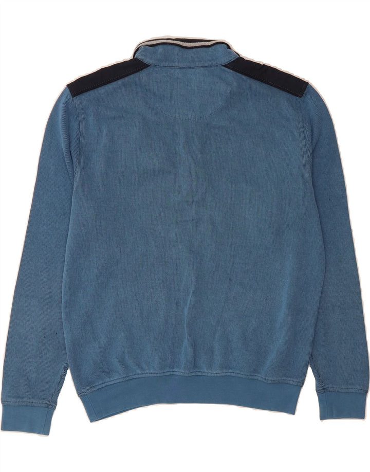 BUGATTI Mens Zip Neck Sweatshirt Jumper Medium Blue Cotton Vintage Bugatti and Second-Hand Bugatti from Messina Hembry 