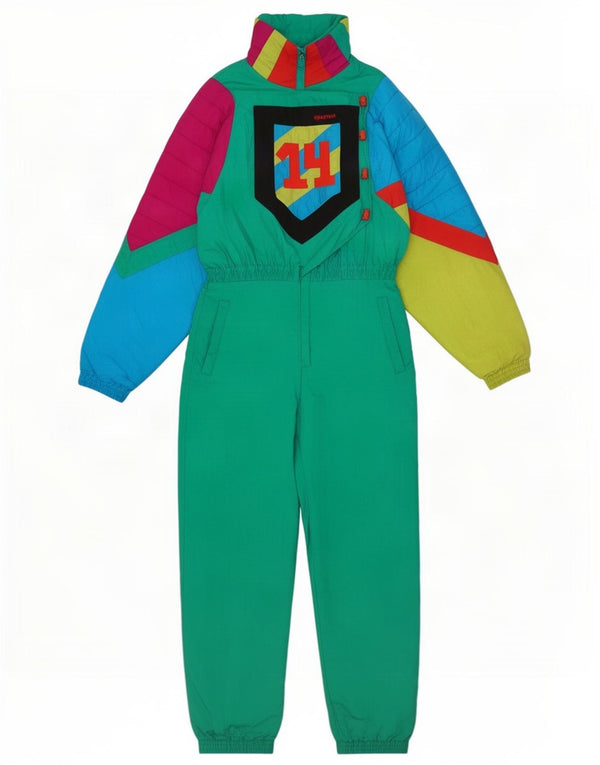 Sportalm Womens Graphic Ski Jumpsuit EU 38 Medium Green Colourblock