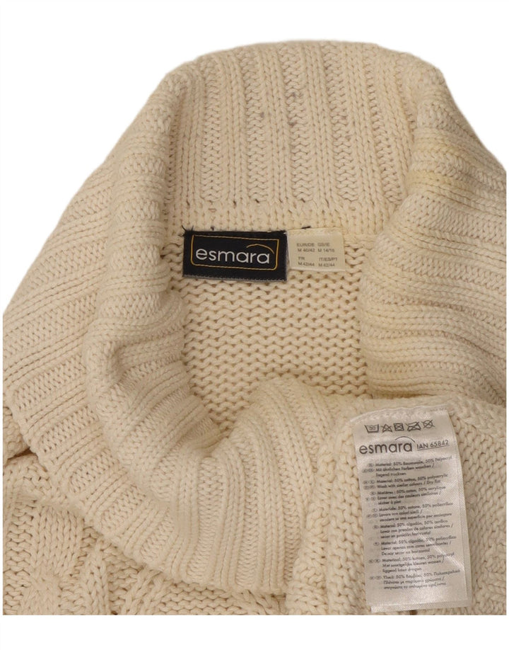 ESMARA Womens Roll Neck Jumper Sweater UK 14 Medium Off White Cotton
