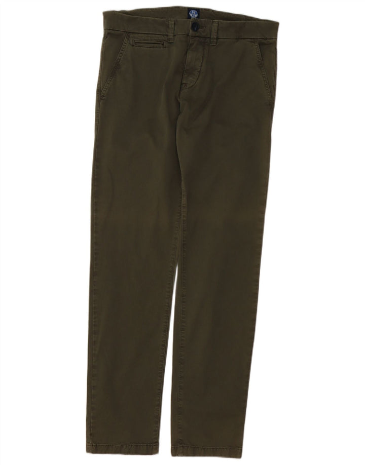 NORTH SAILS Mens Straight Chino Trousers W30 L32 Green Cotton