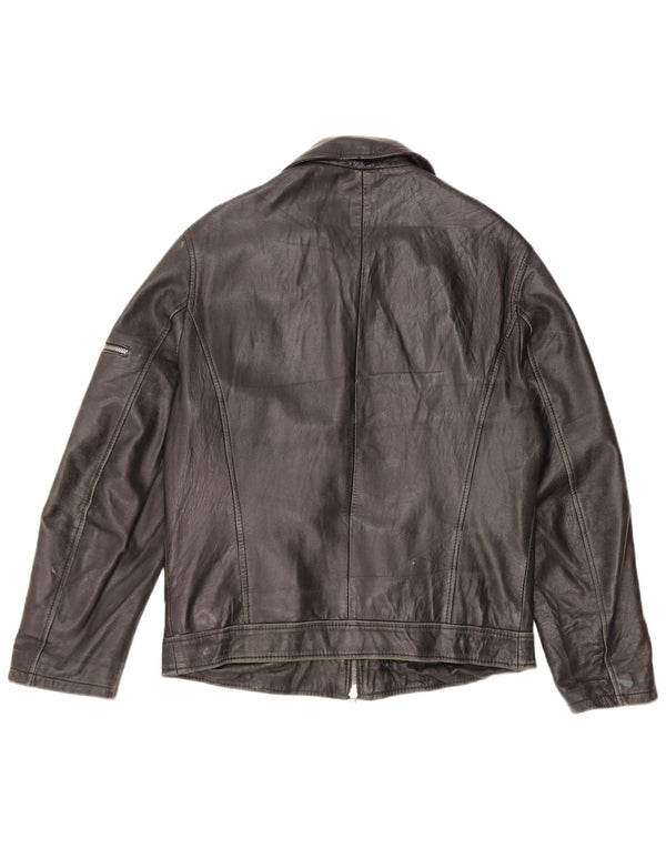 Lavorazione Artigianale Mens Leather Jacket IT 48 Medium Black Leather