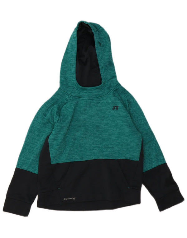 RUSSELL ATHLETIC Boys Hoodie Jumper 7-8 Years Medium  Green Colourblock