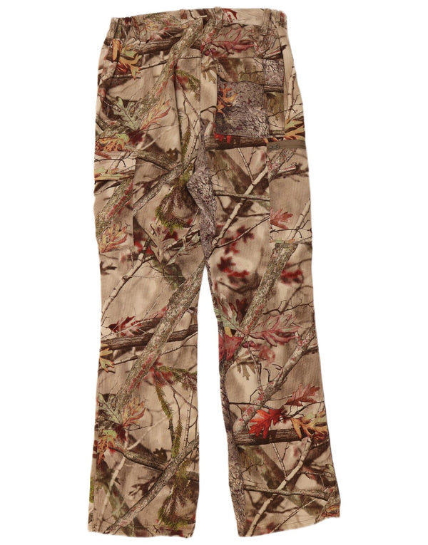 DECATHLON Womens Straight Cargo Trousers Small W27 L30 Beige Floral Cotton