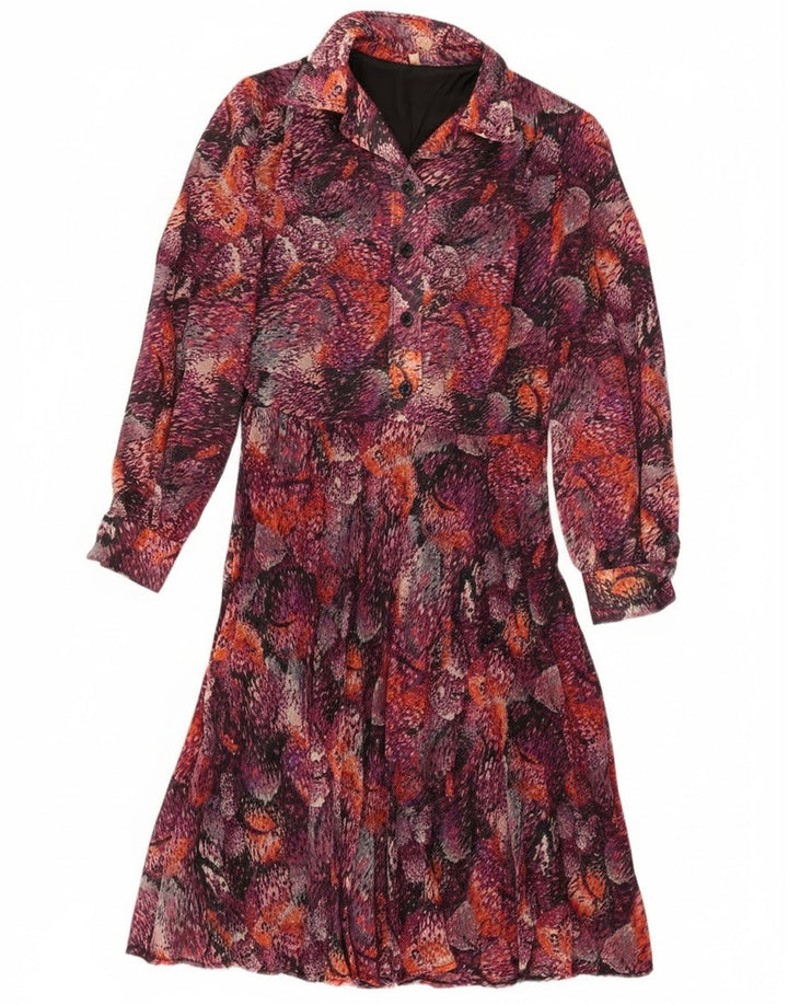 Vintage Womens Abstract Pattern Shirt Dress EU 40 Medium Burgundy