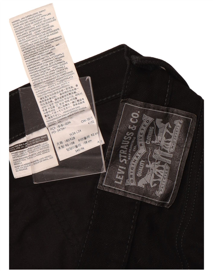 LEVI'S Mens Straight Jeans W36 L34 Black Cotton