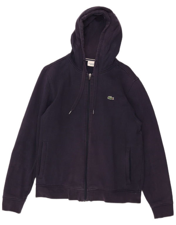 Lacoste Mens Zip Hoodie Sweater Size 5 Large Navy Blue Cotton