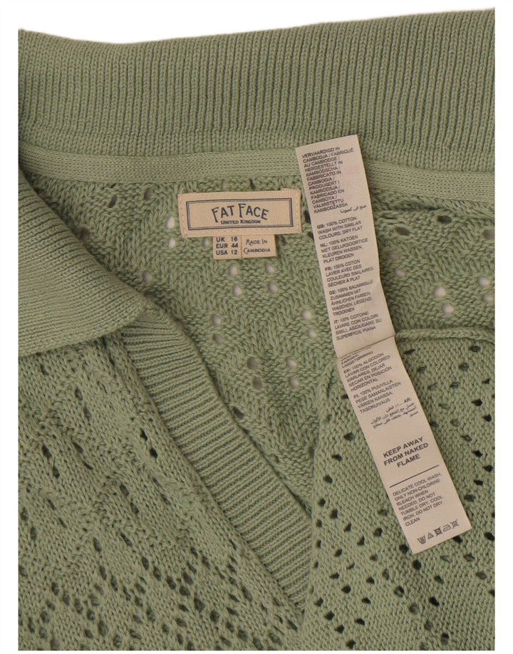 Fat Face Womens Oversized Polo Neck Jumper Sweater UK 16 Large Green