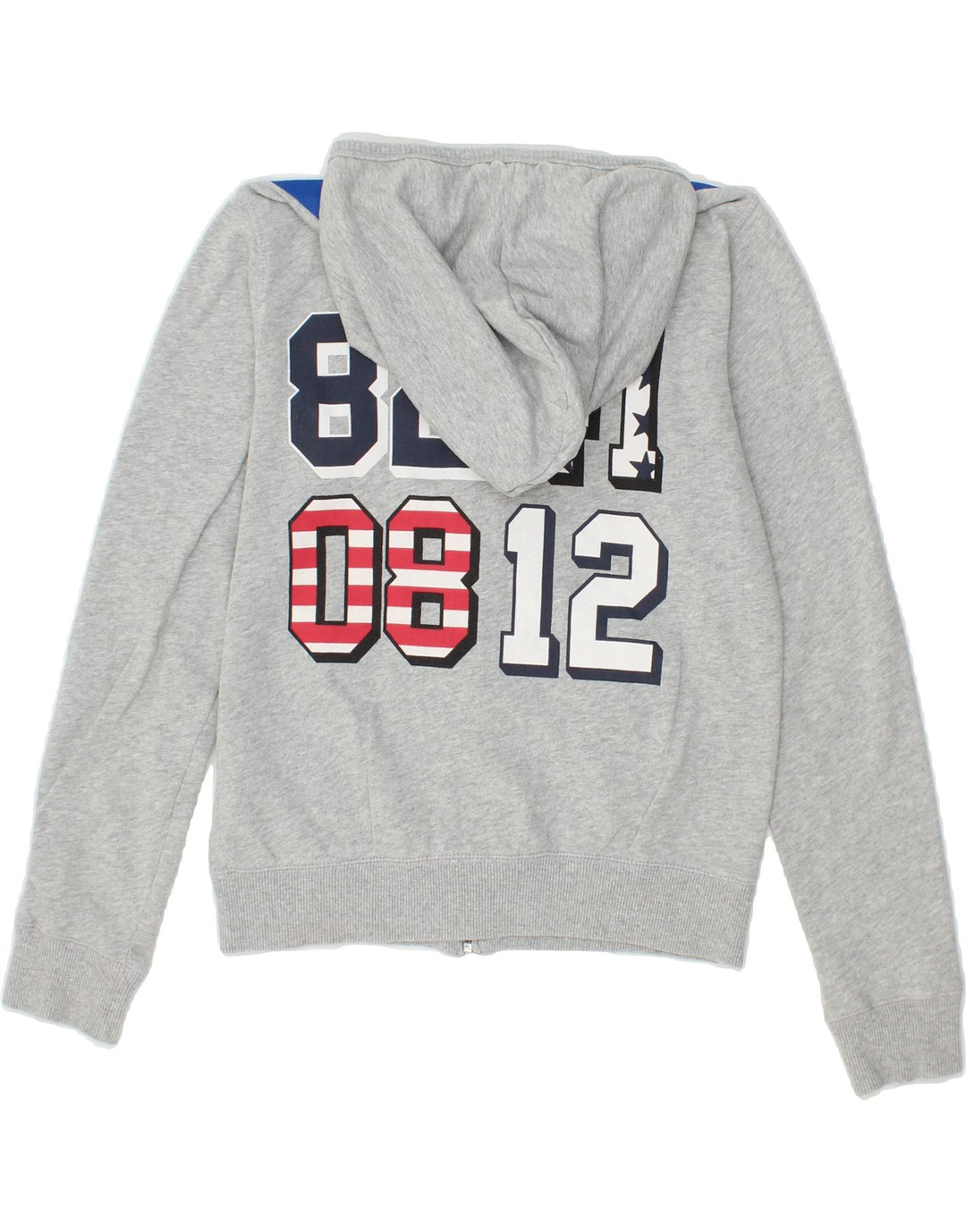 CONVERSE Boys Graphic Zip Hoodie Sweater 12-13 Years Grey Polyester Vintage Converse and Second-Hand Converse from Messina Hembry 