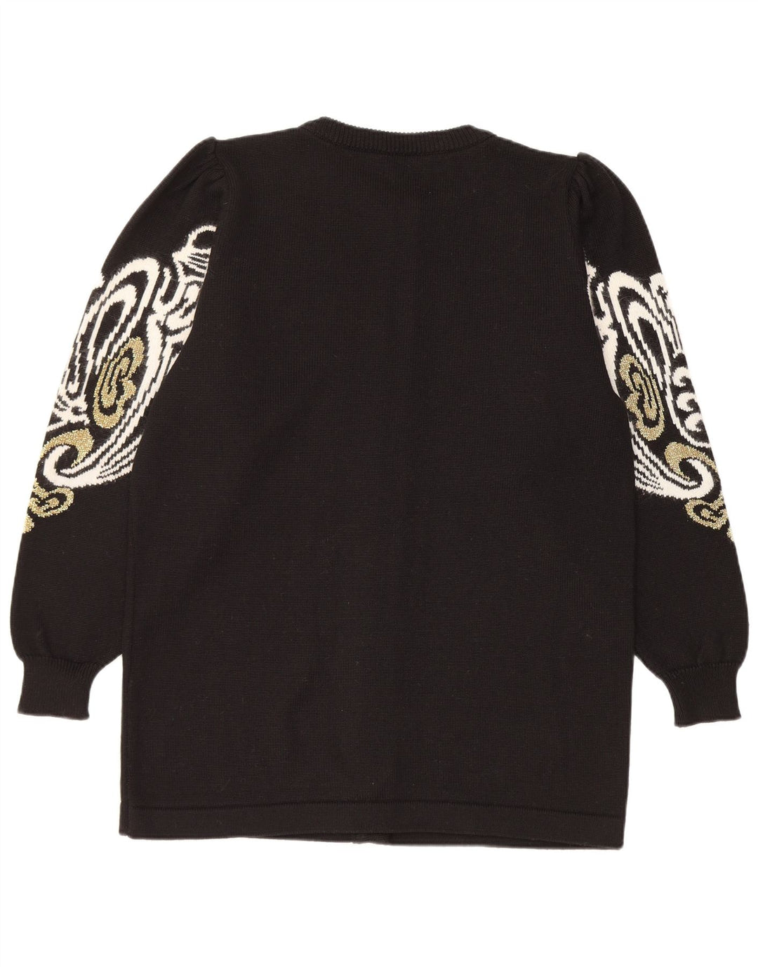 Vintage Womens Cardigan Sweater EU 38/40 Medium Black Paisley Acrylic