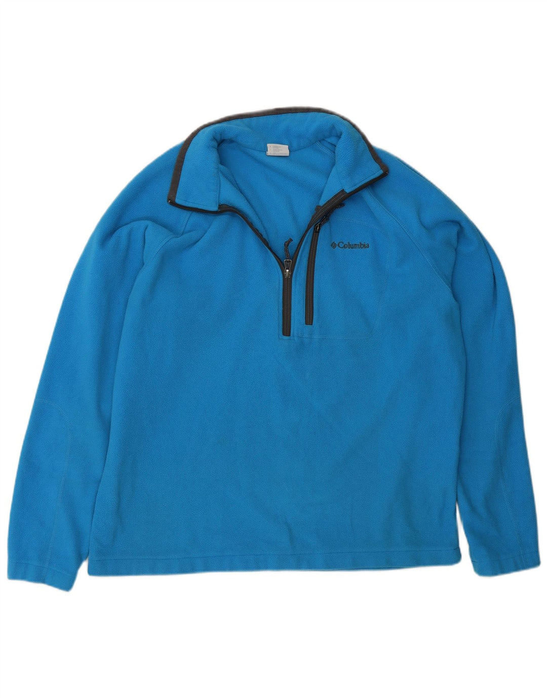Columbia Mens Zip Neck Fleece Jumper Large Blue Polyester